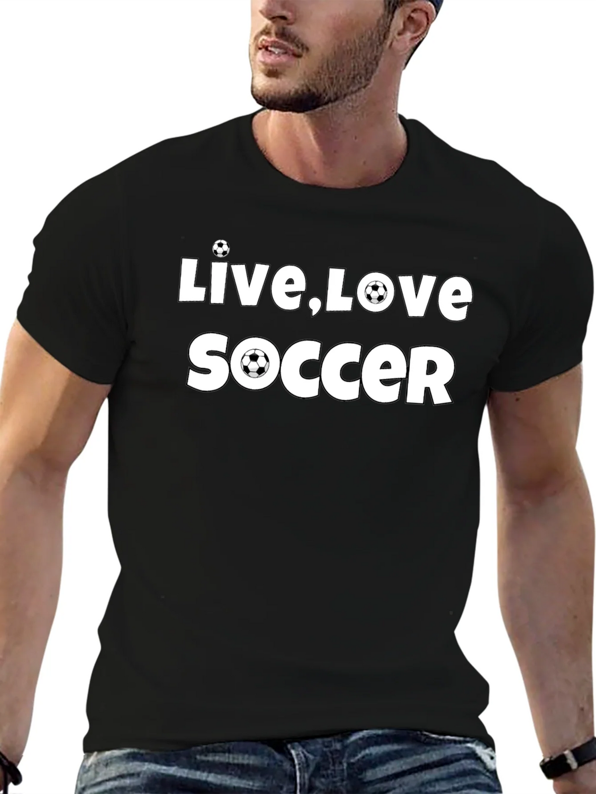 Live Love Soccer Graphic Black T-Shirt product image 6