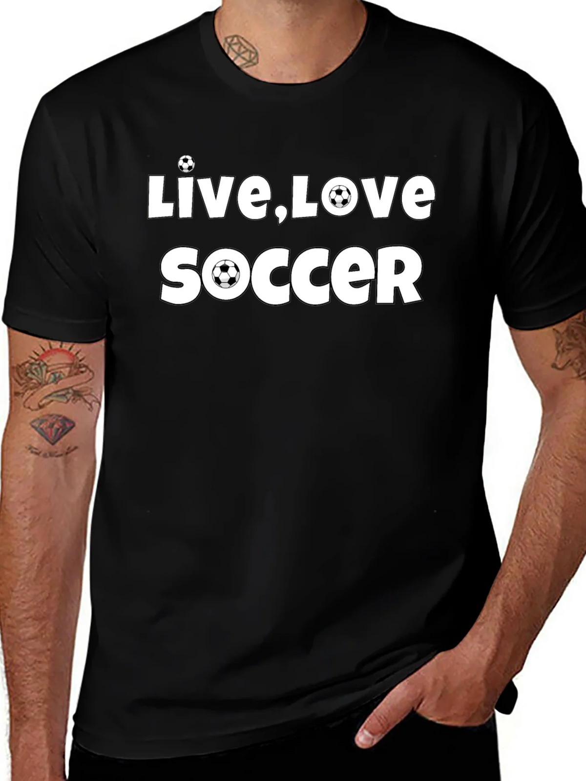 Live Love Soccer Graphic Black T-Shirt product image 1