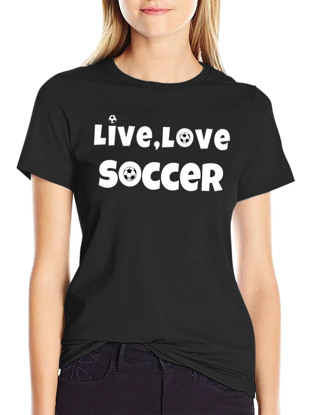 Live Love Soccer Graphic Black T-Shirt product image 2
