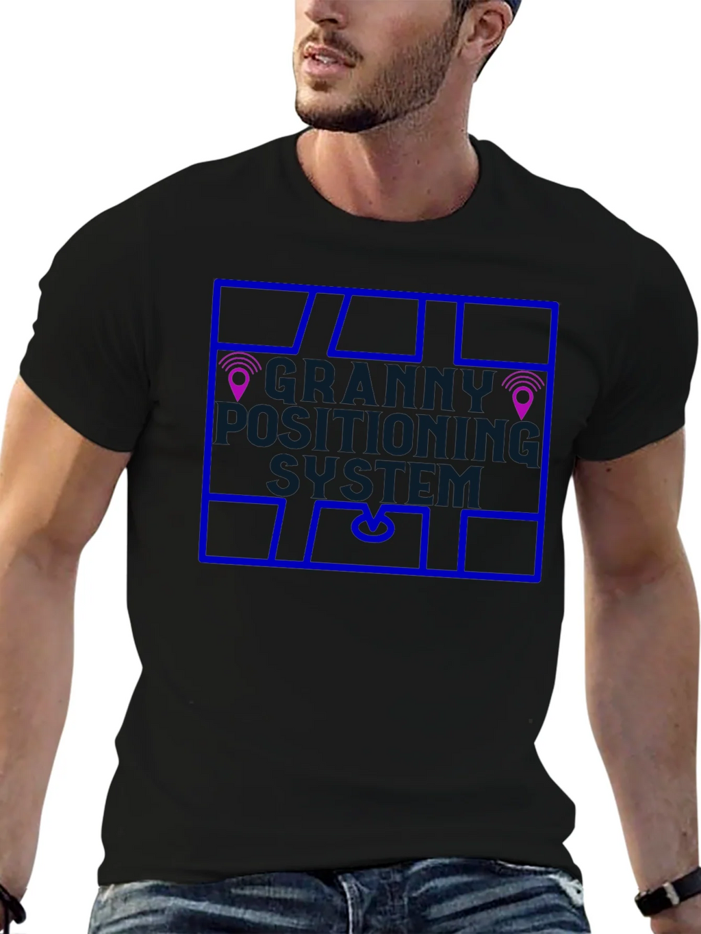 Granny Positioning System Black T-Shirt product image 6