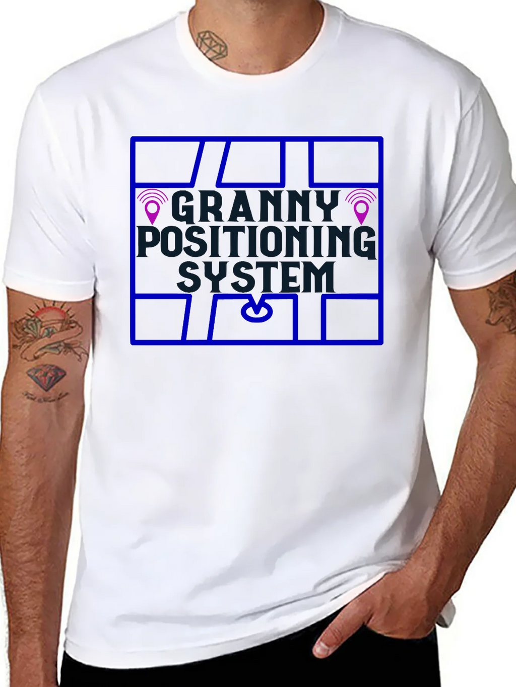 Granny Positioning System Black T-Shirt product image 7
