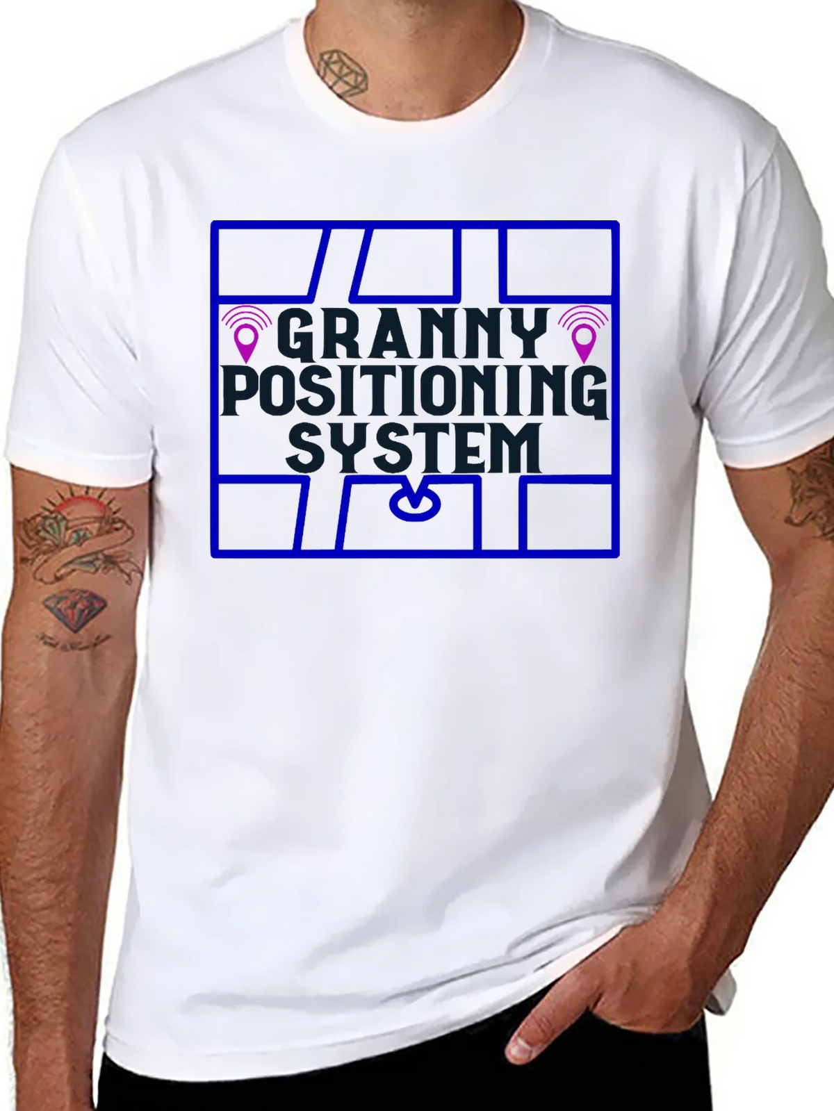 Granny Positioning System Black T-Shirt product image 7
