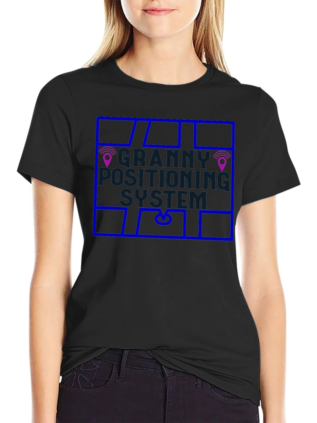 Granny Positioning System Black T-Shirt product image 2