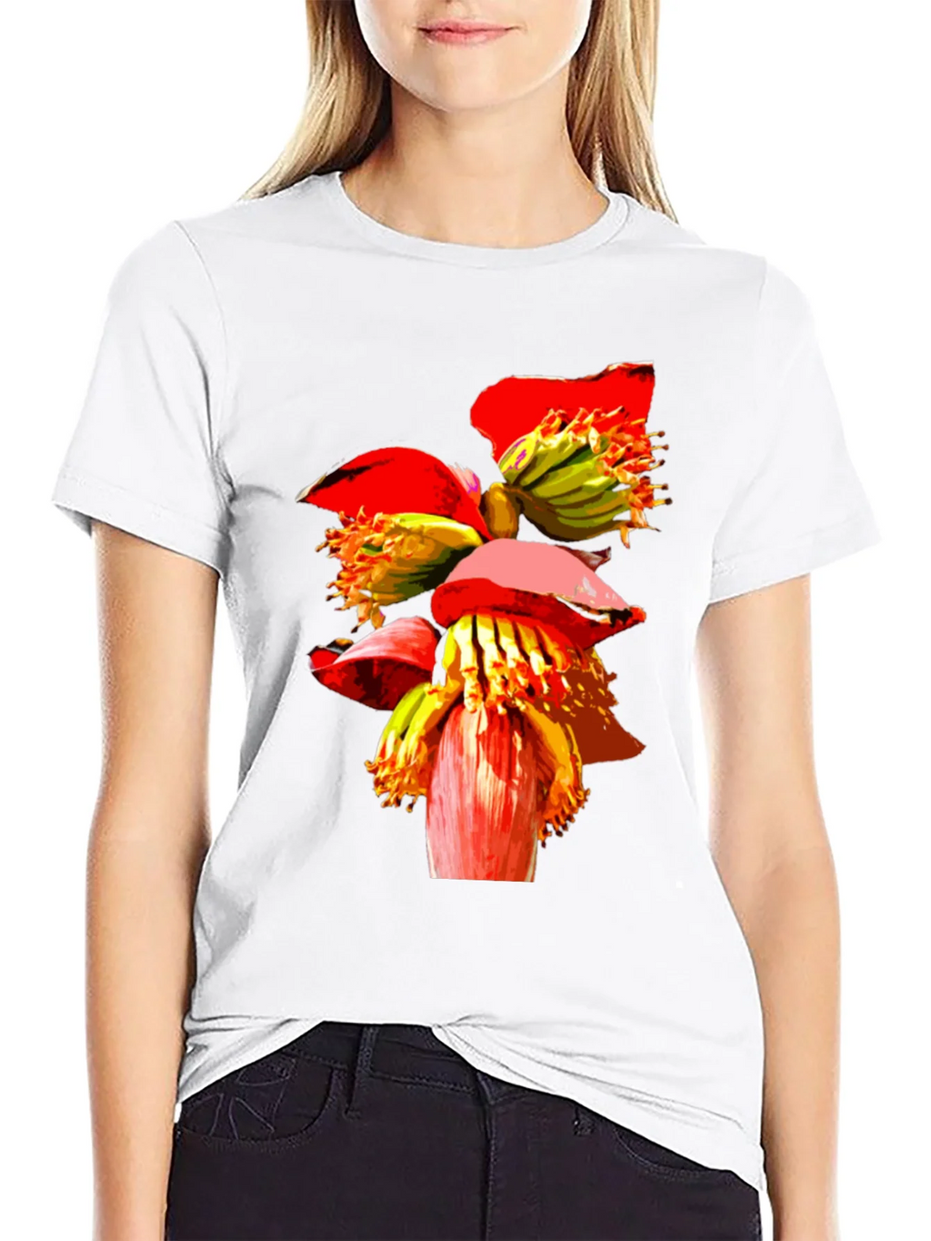 Banana Flower Graphic Tee - Black Casual T-Shirt product image 8