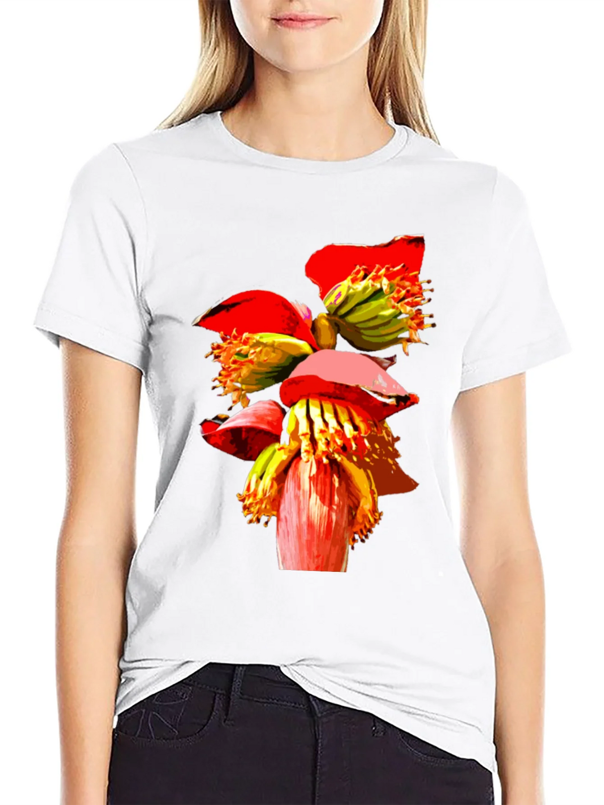 Banana Flower Graphic Tee - Black Casual T-Shirt product image 8