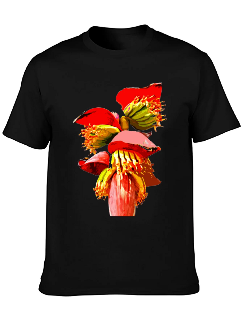 Banana Flower Graphic Tee - Black Casual T-Shirt product image 3
