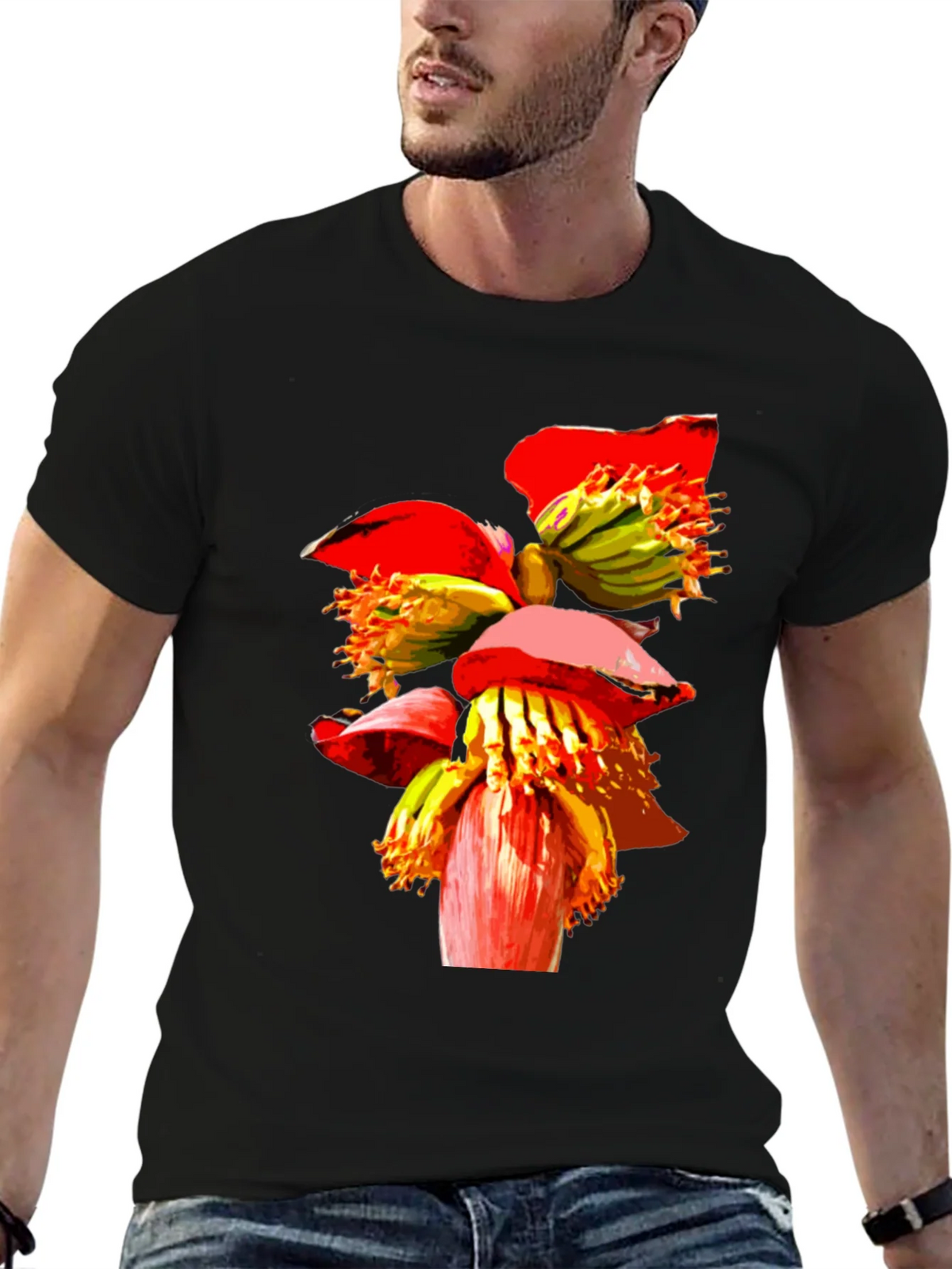 Banana Flower Graphic Tee - Black Casual T-Shirt product image 6