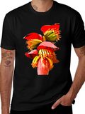 Banana Flower Graphic Tee - Black Casual T-Shirt product image 1