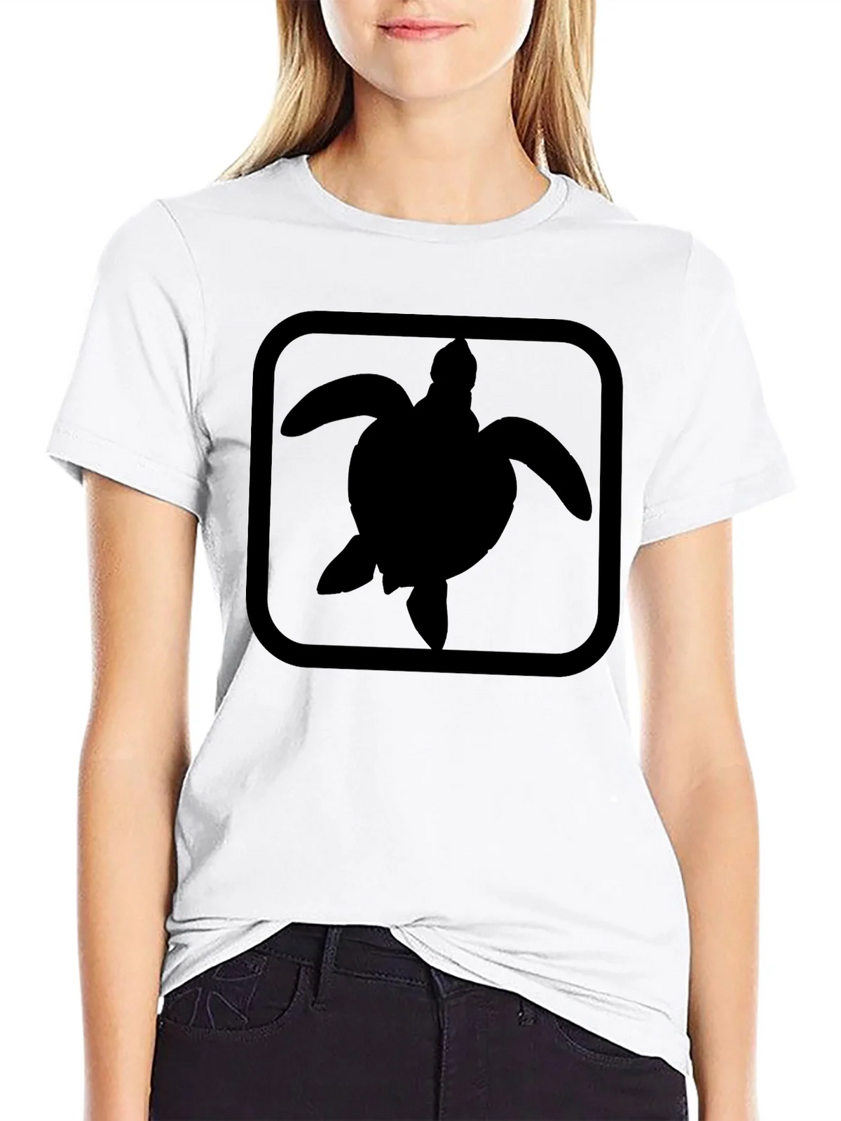 Turtle Silhouette Graphic Print Black T-Shirt product image 8
