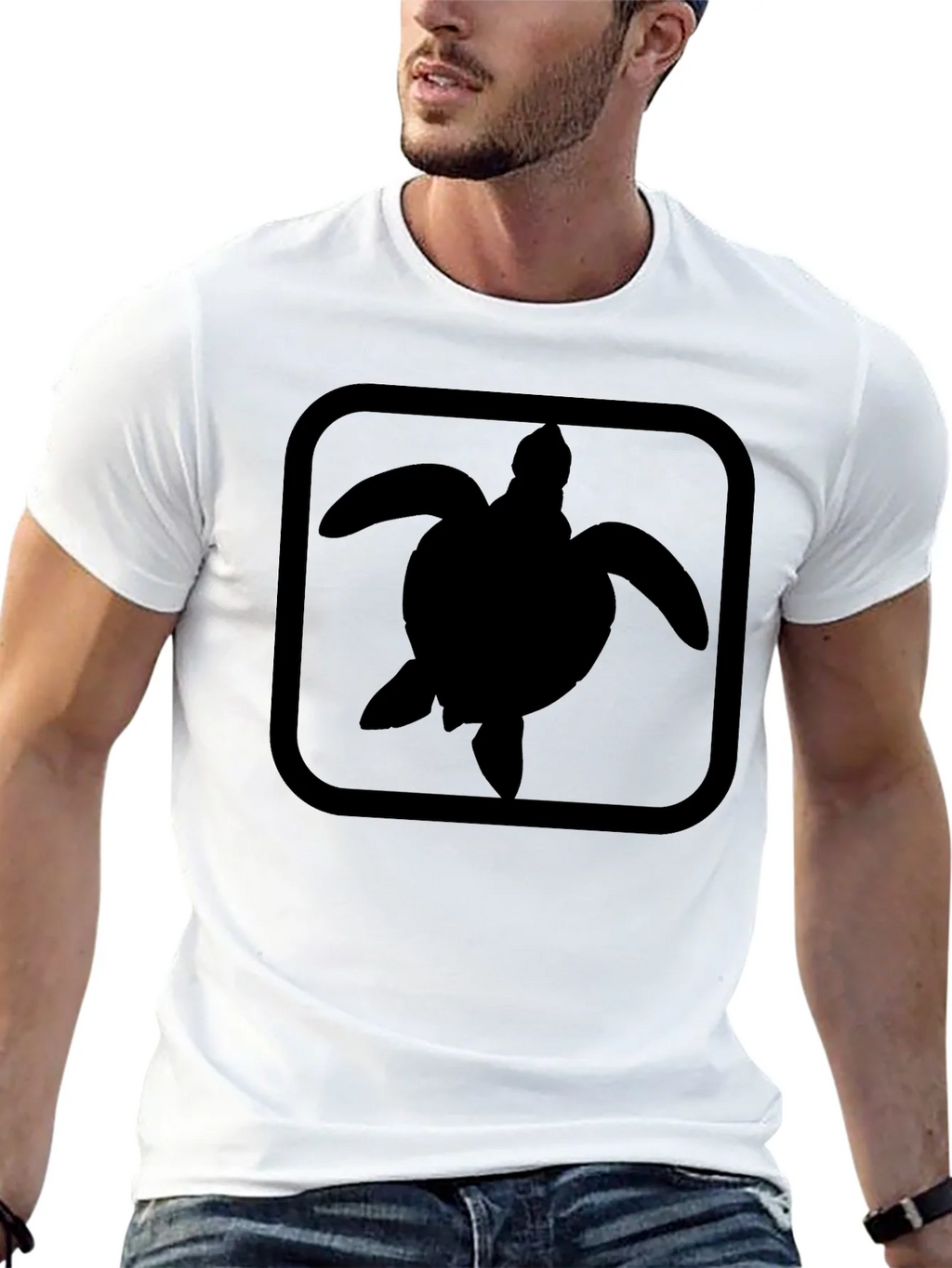 Turtle Silhouette Graphic Print Black T-Shirt product image 12