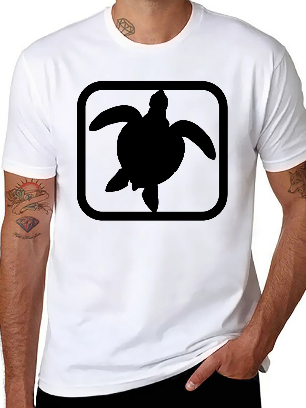Turtle Silhouette Graphic Print Black T-Shirt product image 7