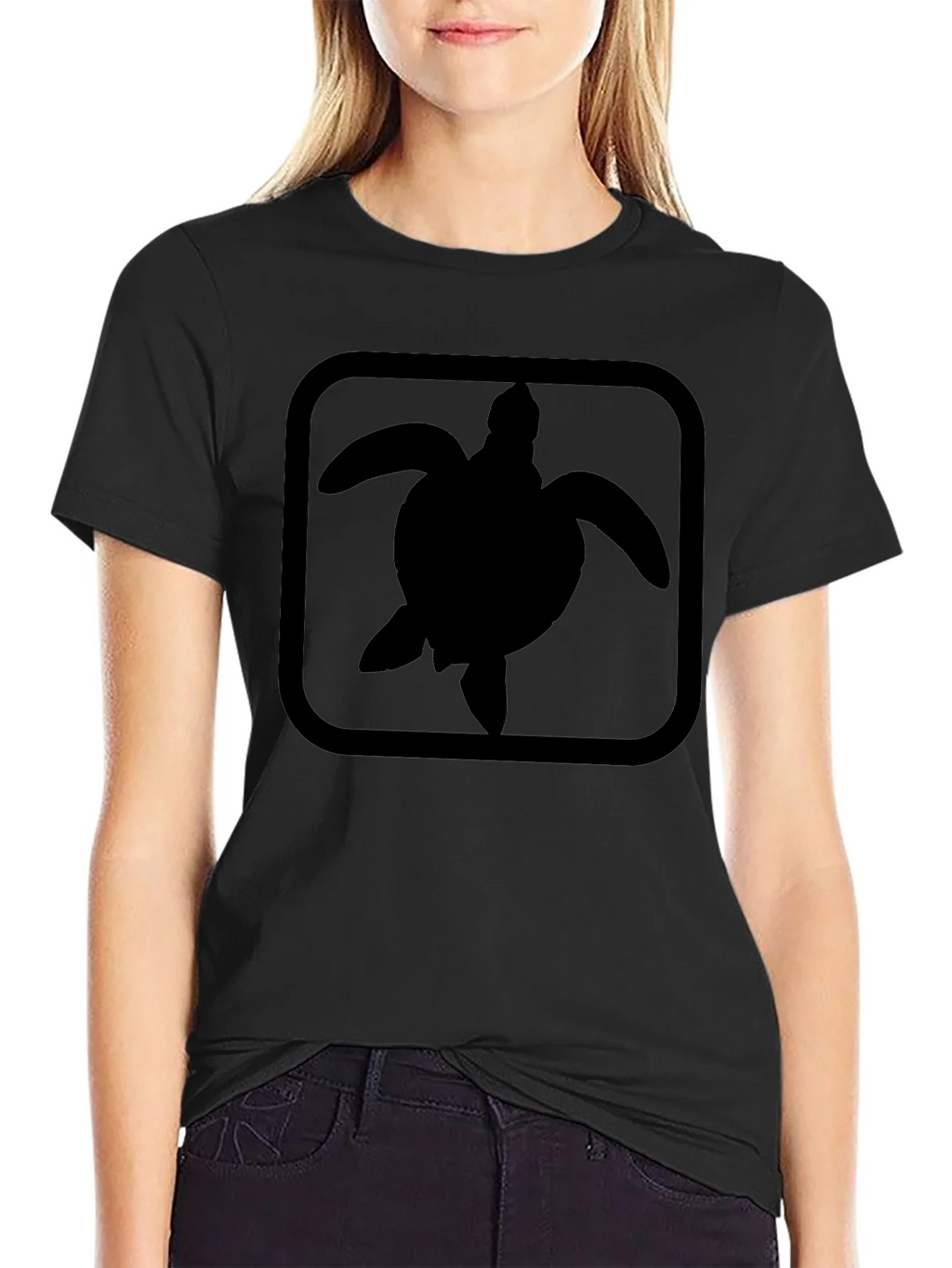 Turtle Silhouette Graphic Print Black T-Shirt product image 2