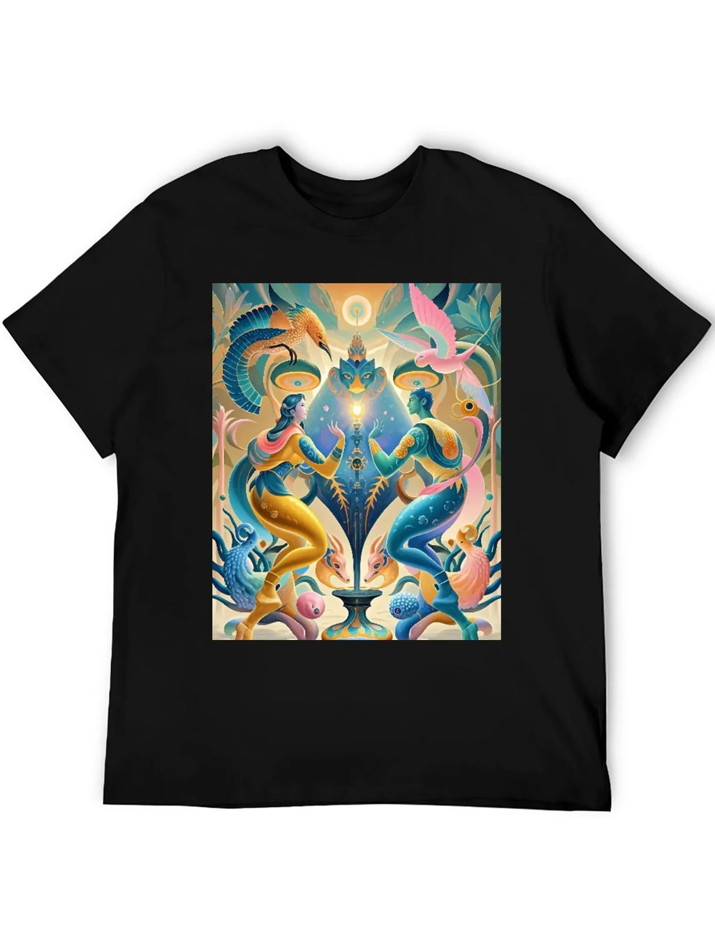 Artistic T-Shirt: Mystical Bird and Figure Design product image 5