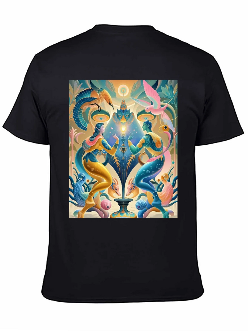 Artistic T-Shirt: Mystical Bird and Figure Design product image 4