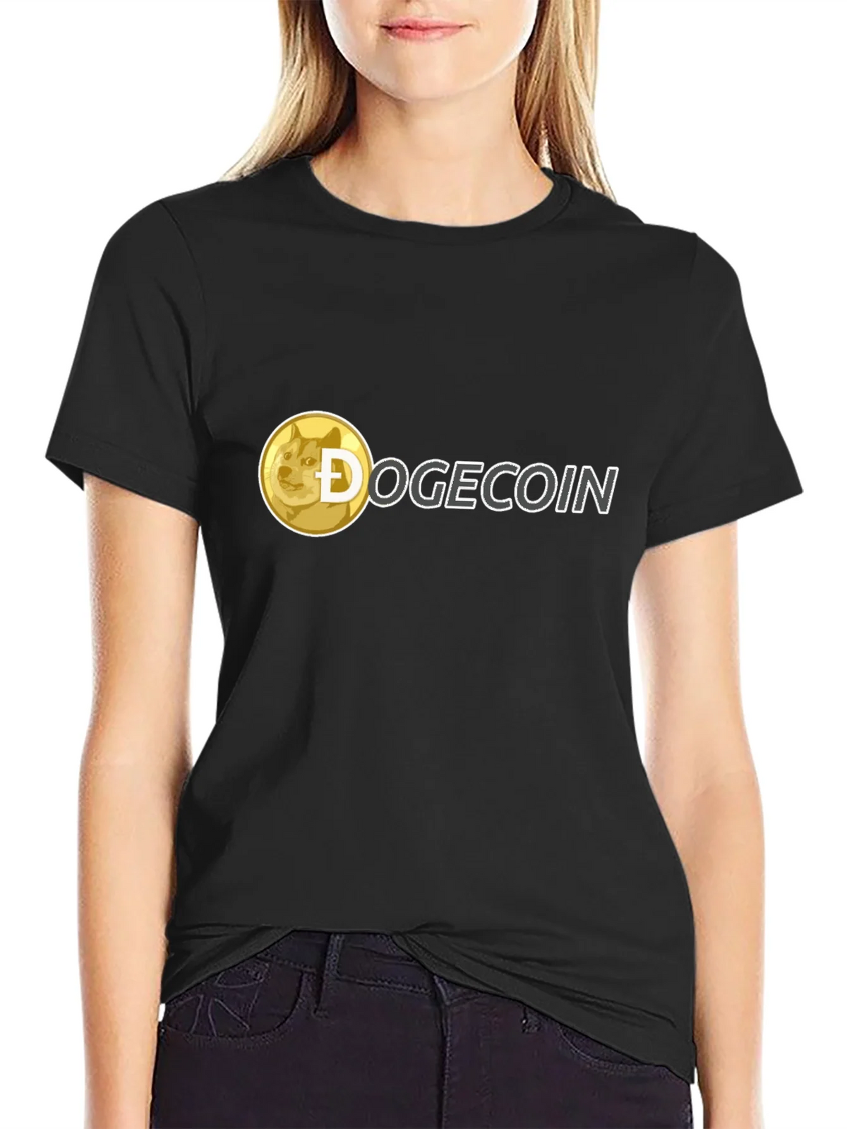 Dogecoin Crypto T-Shirt - Black Crew Neck Tee product image 2