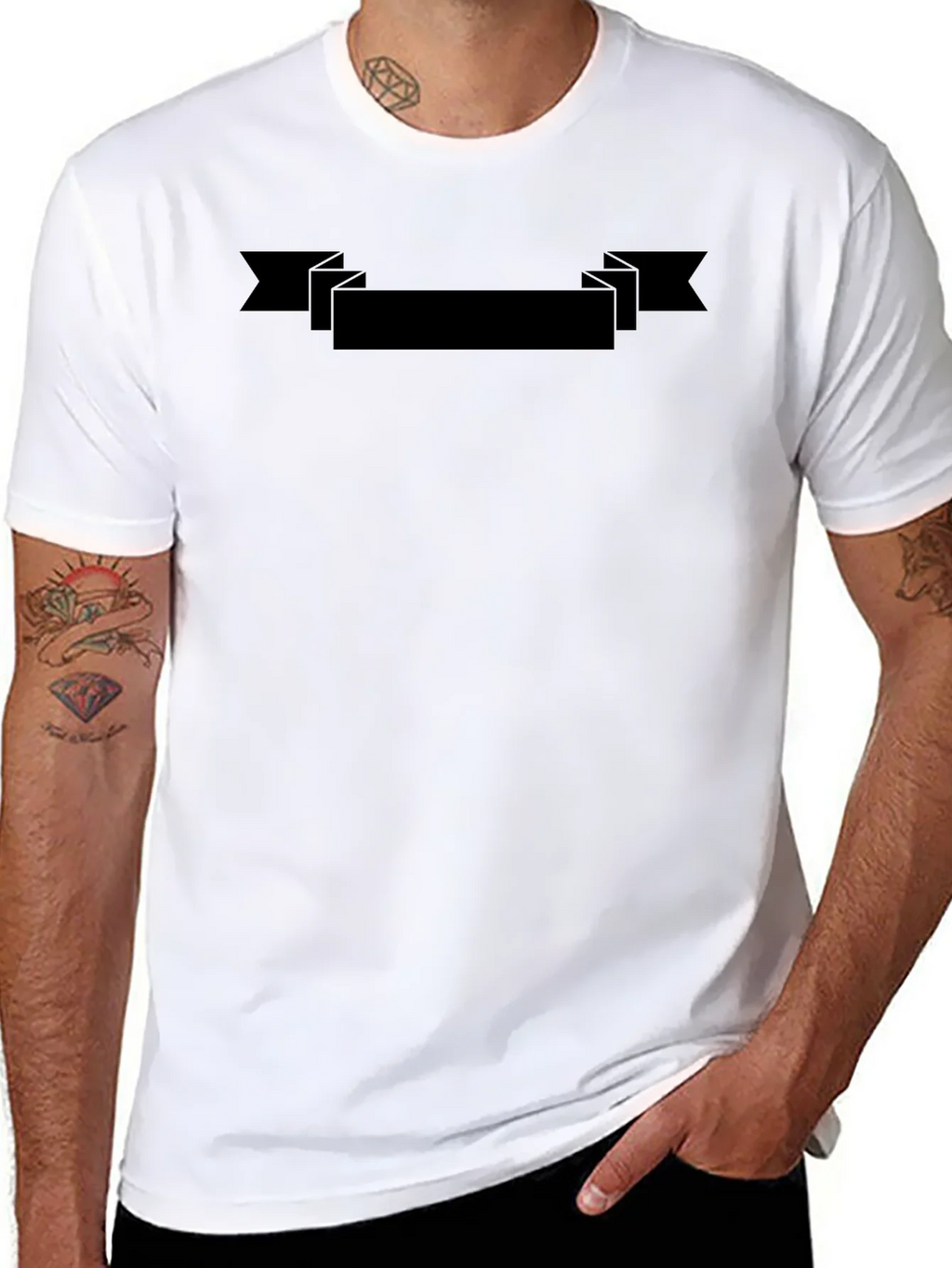 Mens Classic Black T-Shirt with Customizable Banner product image 7