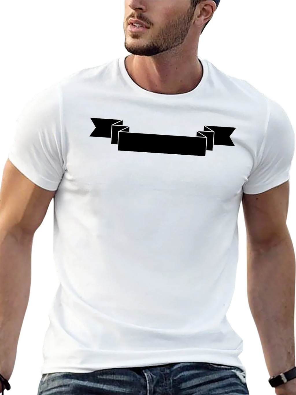 Mens Classic Black T-Shirt with Customizable Banner product image 12