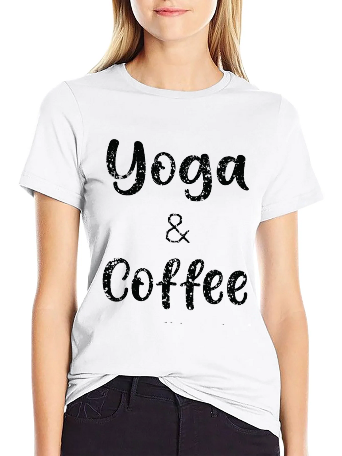 Yoga & Coffee Graphic Tee - Black Cotton T-Shirt product image 8