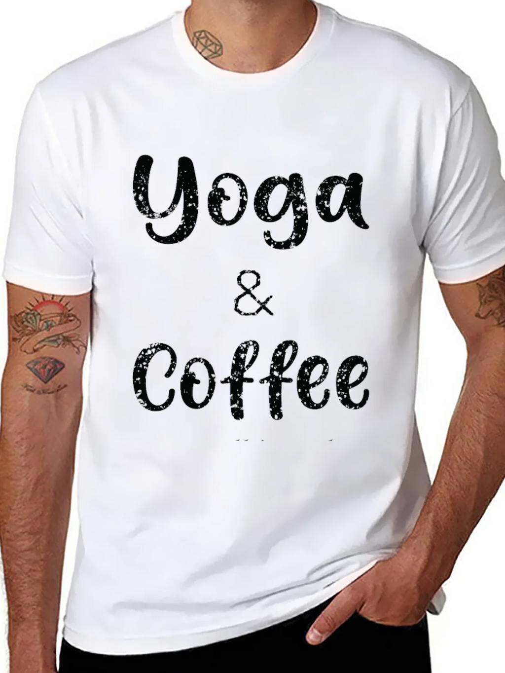 Yoga & Coffee Graphic Tee - Black Cotton T-Shirt product image 7