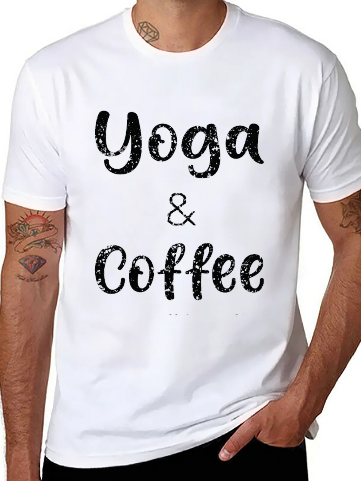 Yoga & Coffee Graphic Tee - Black Cotton T-Shirt product image 7
