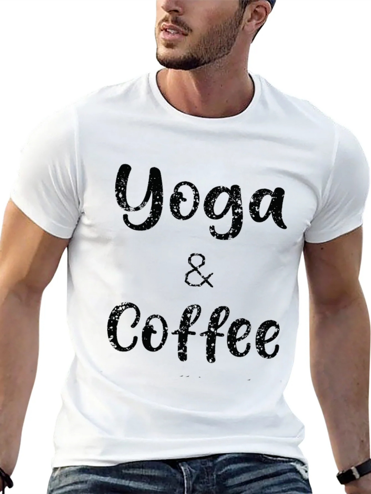 Yoga & Coffee Graphic Tee - Black Cotton T-Shirt product image 12