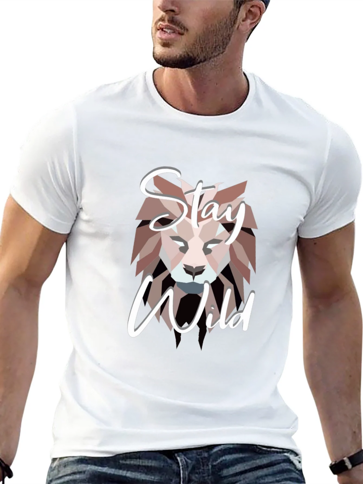 Stay Wild Lion Graphic Black T-Shirt product image 12