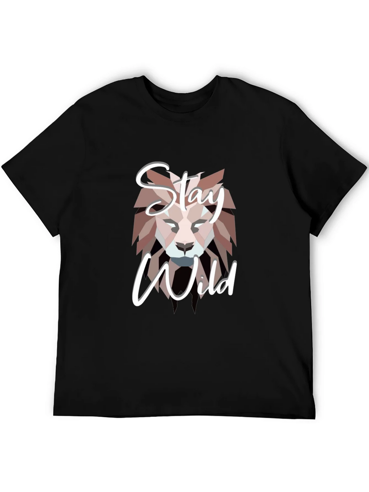 Stay Wild Lion Graphic Black T-Shirt product image 5
