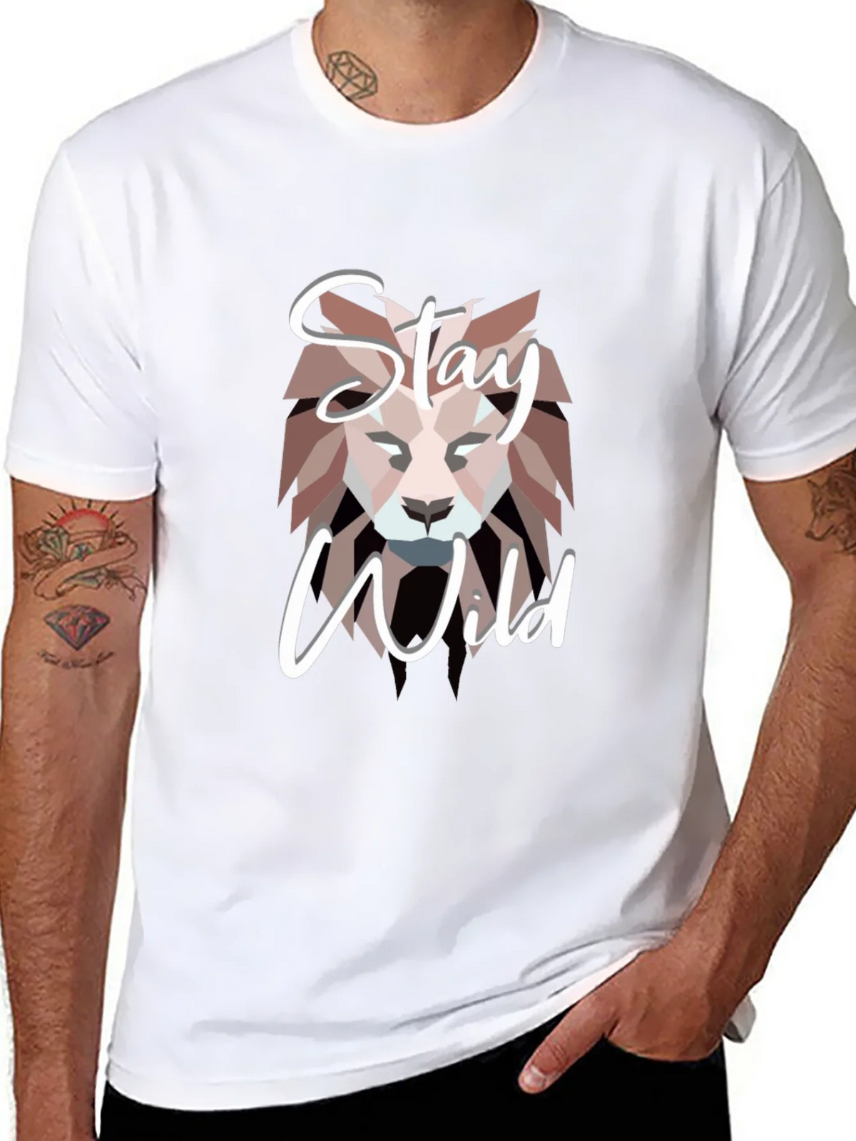 Stay Wild Lion Graphic Black T-Shirt product image 7