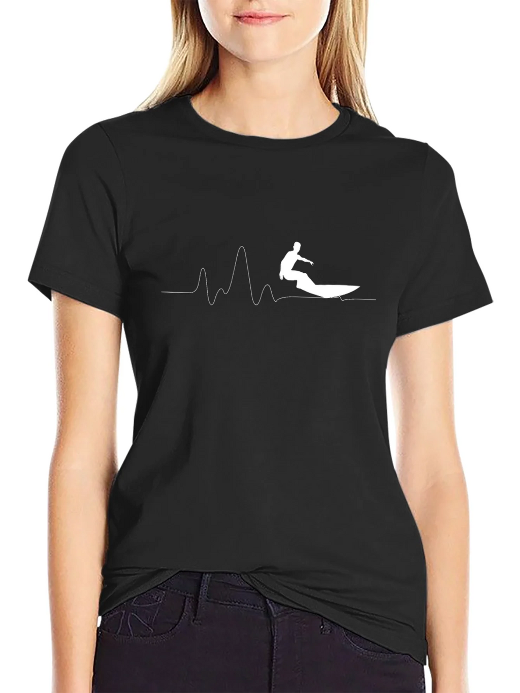 Surfer Wave Graphic Tee - Cool Black Cotton T-Shirt product image 2