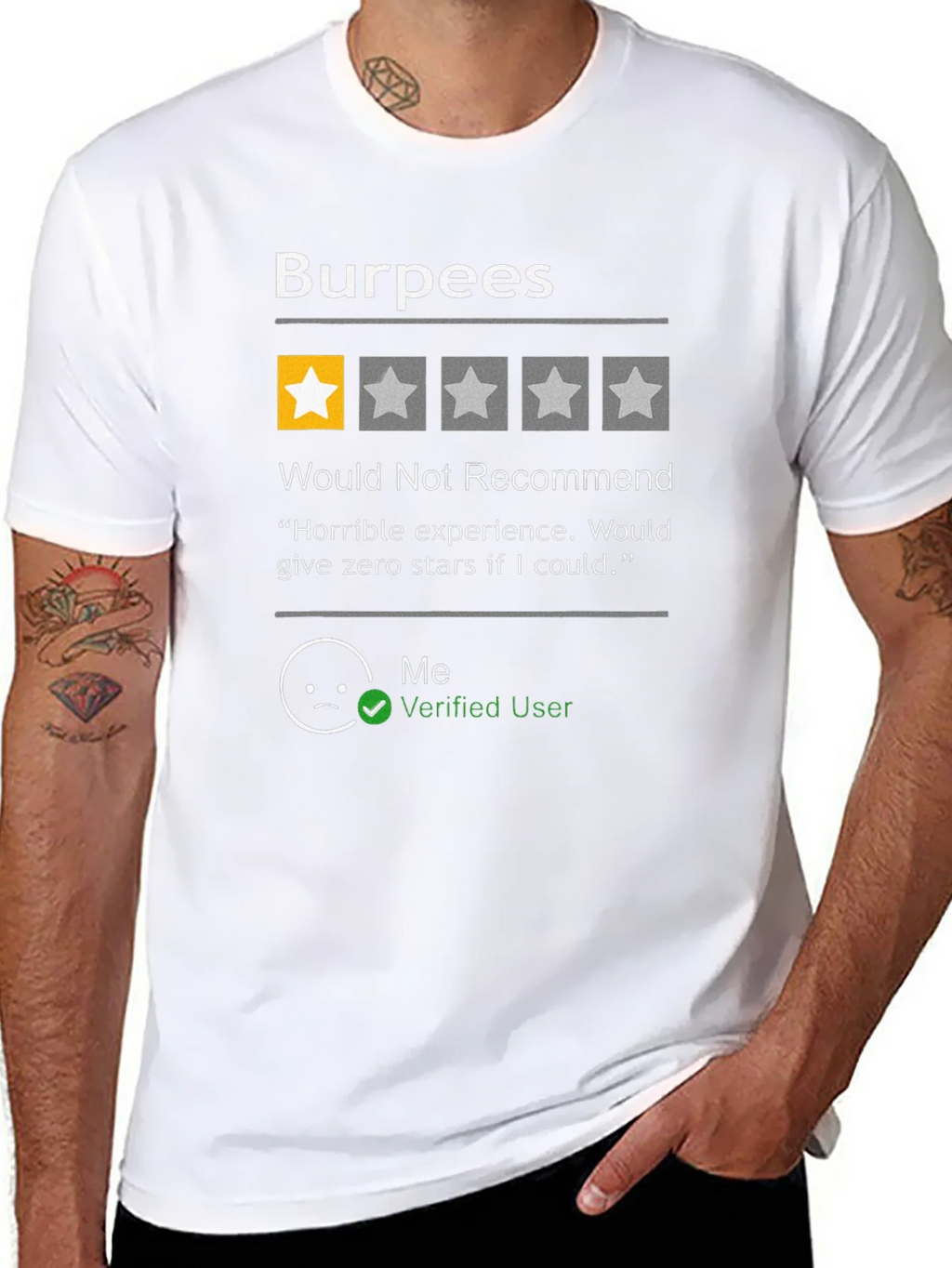 Burpees One Star Review T-Shirt - Workout Humor product image 4