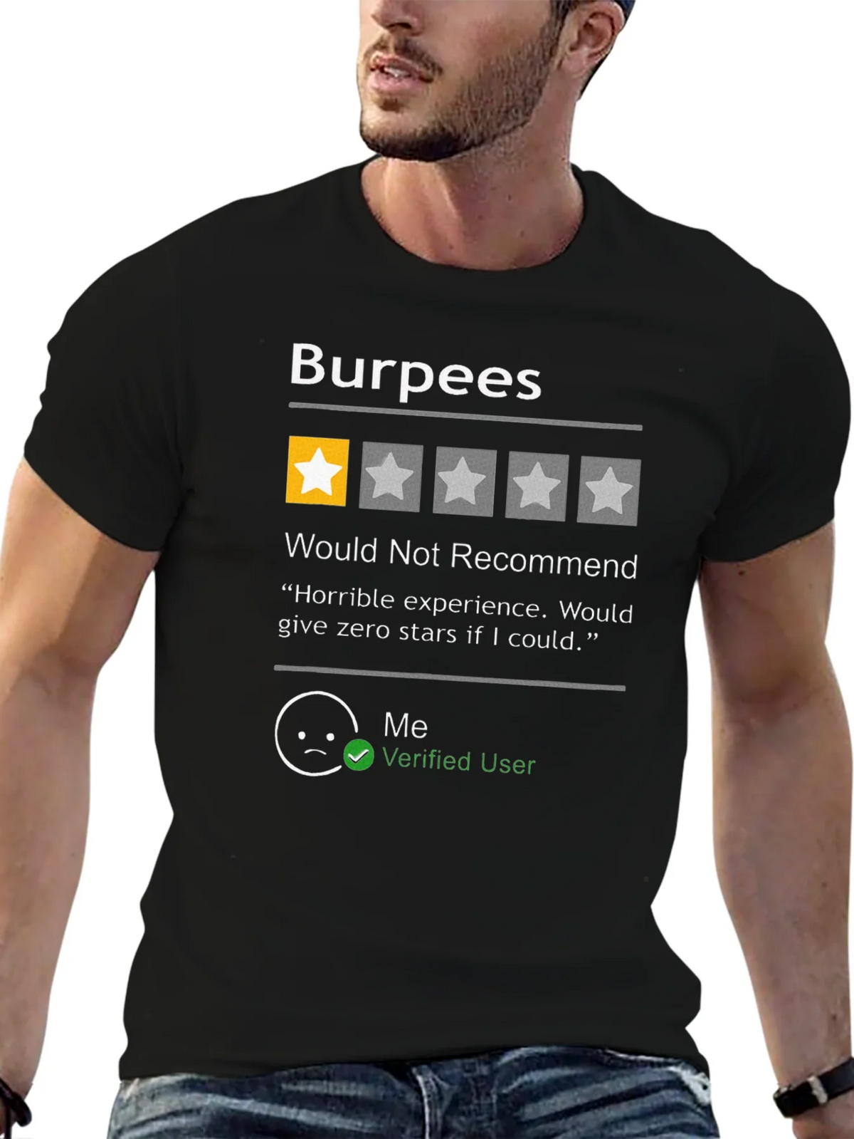 Burpees One Star Review T-Shirt - Workout Humor product image 3