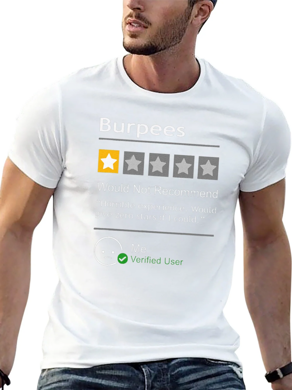 Burpees One Star Review T-Shirt - Workout Humor product image 7