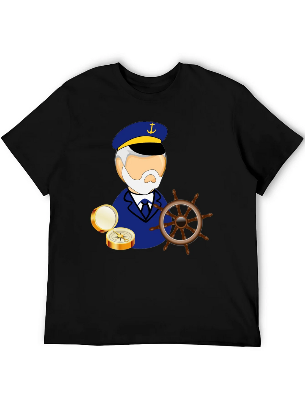 Nautical Captain Graphic Black T-Shirt product image 5