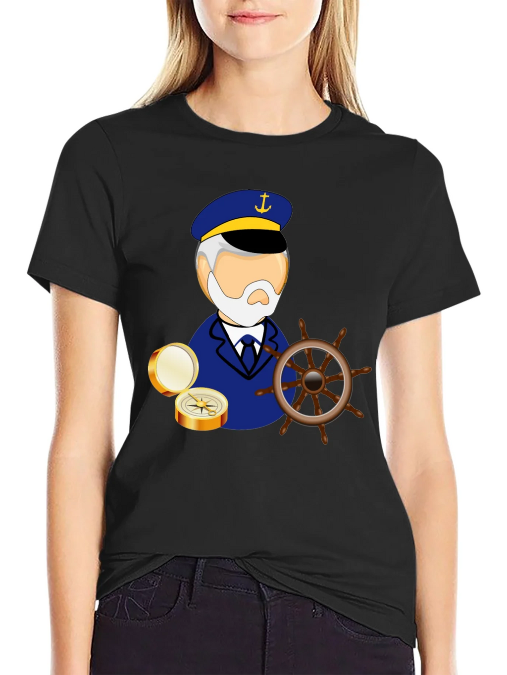 Nautical Captain Graphic Black T-Shirt product image 2