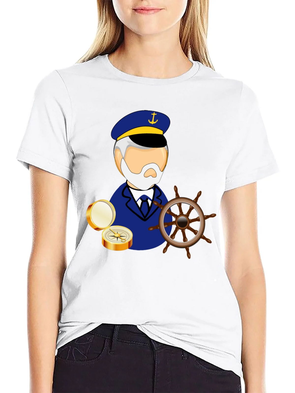 Nautical Captain Graphic Black T-Shirt product image 8