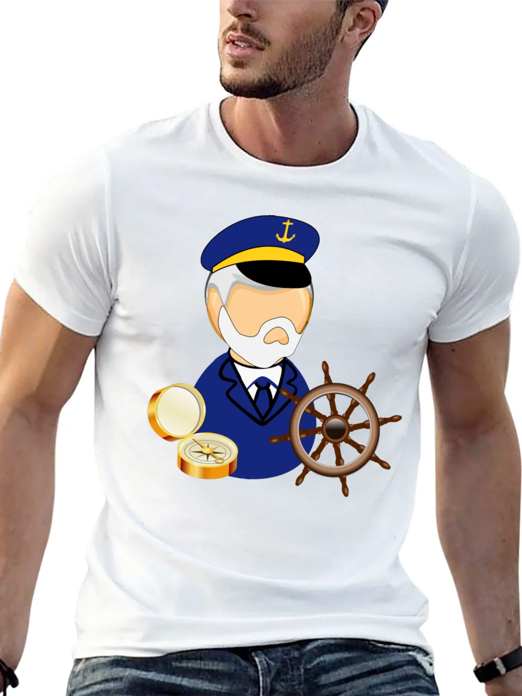 Nautical Captain Graphic Black T-Shirt product image 12