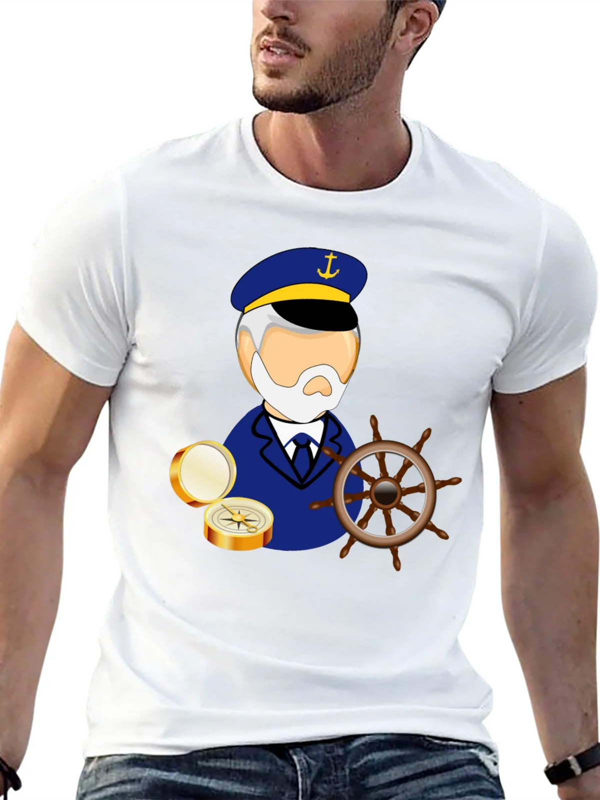 Nautical Captain Graphic Black T-Shirt product image 12