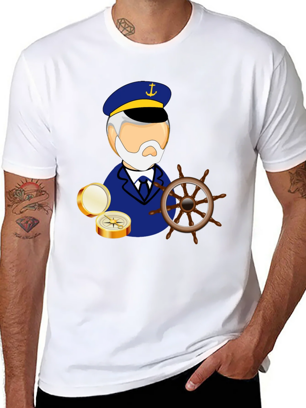 Nautical Captain Graphic Black T-Shirt product image 7