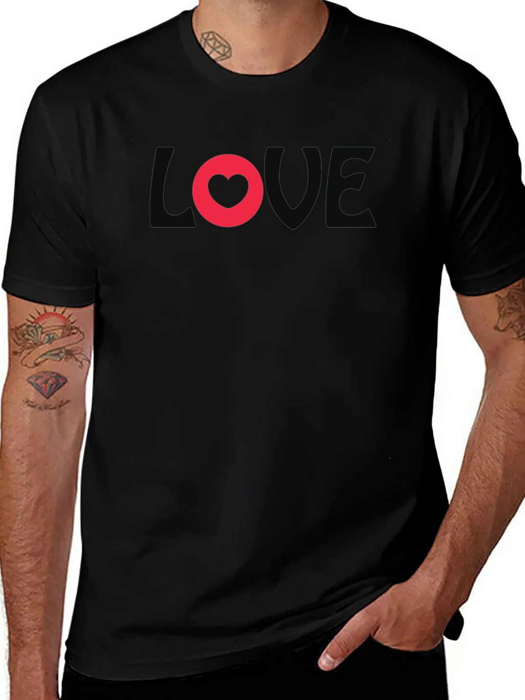 Love Heart Graphic Black T-Shirt product image 1