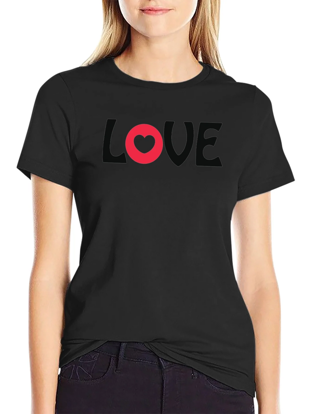 Love Heart Graphic Black T-Shirt product image 2