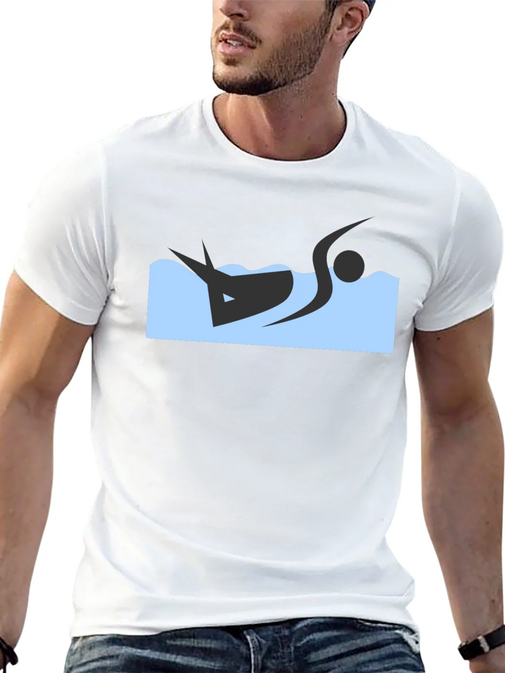Black T-Shirt with Swimmer Design product image 12