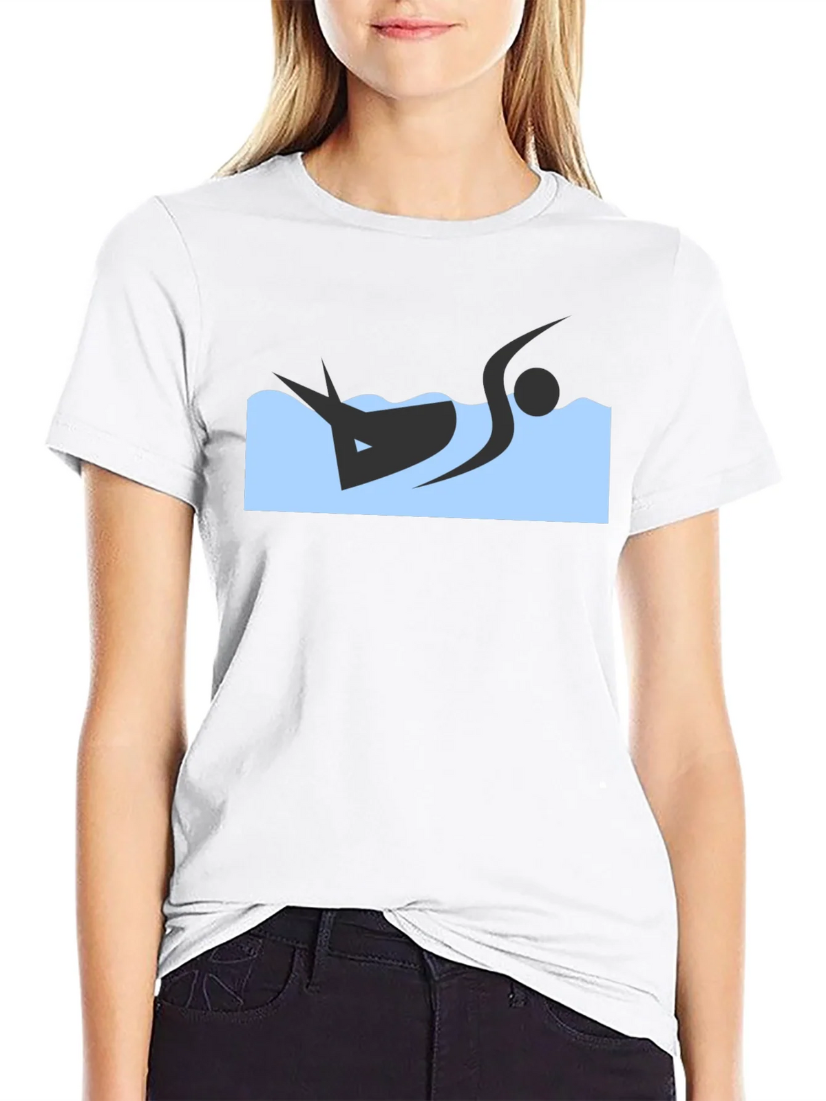 Black T-Shirt with Swimmer Design product image 8